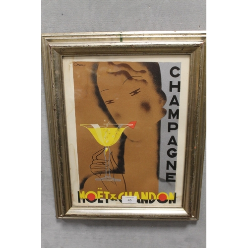 45 - A MOET AND CHANDON FRAMED ADVERTISING POSTER