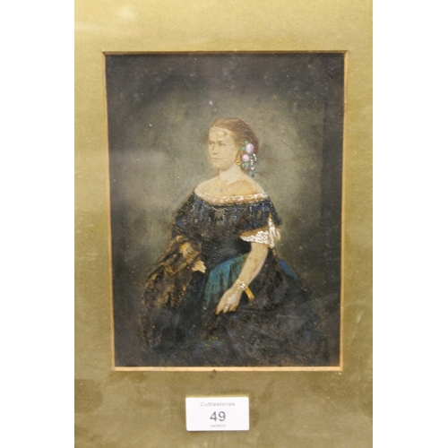 49 - A GILT FRAMED WATERCOLOUR DEPICTING A CLASSICAL LADY