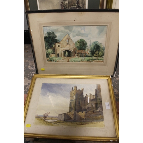 51 - A COLLECTION OF FIVE ASSORTED WATERCOLOURS INCLUDING A CASTLE