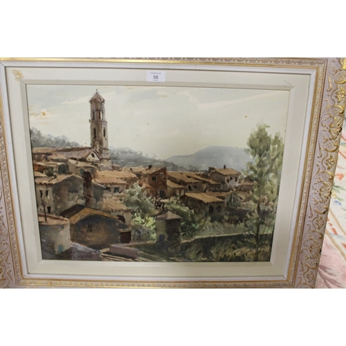 58 - A FRAMED OIL ON BOARD INDISTINCTLY SIGNED