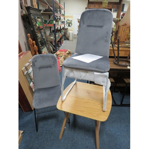 750 - A BOXED PAIR OF KEILA GREY DINING CHAIRS AND A BOXED NATURAL OAK TORINO LAMP TABLE * CONTENTS NOT CH... 