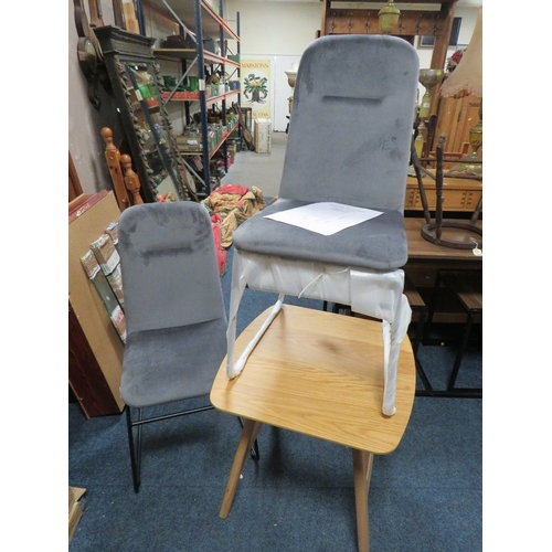 751 - A BOXED PAIR OF KEILA GREY DINING CHAIRS AND A BOXED NATURAL OAK TORINO LAMP TABLE * CONTENTS NOT CH... 