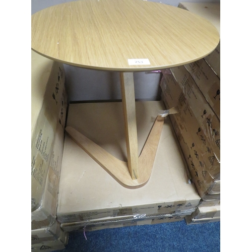 753 - A FAWLER NATURAL OAK LAMP TABLE AND THREE BOXED FAWLER NATURAL OAK LAMP TABLES