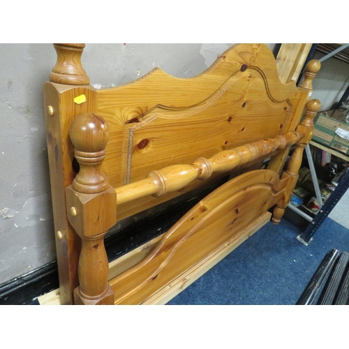 762 - A MODERN HONEY PINE DOUBLE BED FRAME