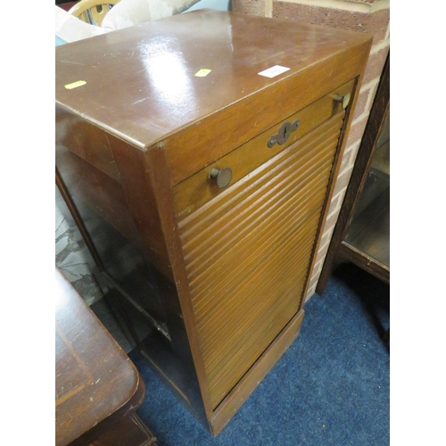 770 - A VINTAGE TAMBOUR FILING CABINET - LOCKED **NO KEY**