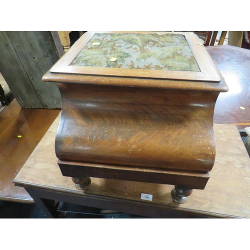 790 - AN ANTIQUE MAHOGANY FOLD-OVER CARD TABLE, DEMI-LUNE TABLE, BARLEYTWIST TABLE, COAL BOX AND COMMODE