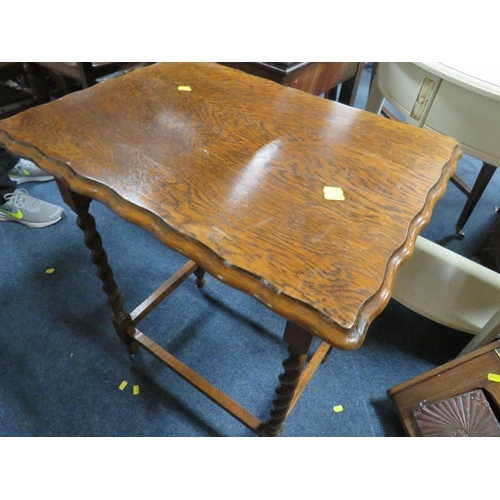 790 - AN ANTIQUE MAHOGANY FOLD-OVER CARD TABLE, DEMI-LUNE TABLE, BARLEYTWIST TABLE, COAL BOX AND COMMODE