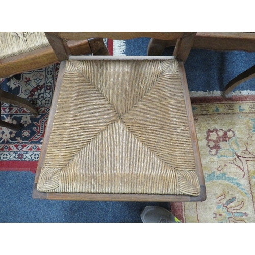 807 - A SET OF FIVE FRENCH STYLE OAK WICKERSEAT CHAIRS