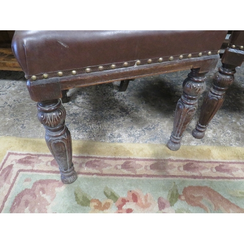 820 - A VINTAGE OAK REFECTORY TABLE WITH EIGHT OAK GOTHIC STYLE CHAIRS