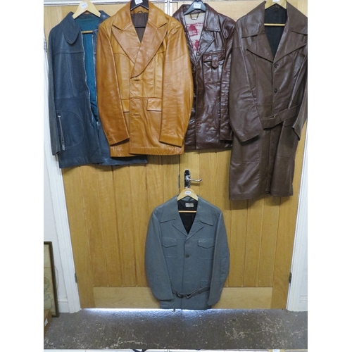 115 - A GOOD SELECTION OF VINTAGE LEATHER JACKETS, VARIOUS STYLES AND PERIODS TO INCLUDE RETRO EXAMPLES (1... 