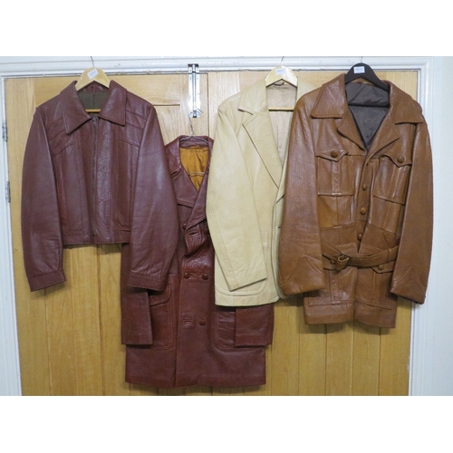 115 - A GOOD SELECTION OF VINTAGE LEATHER JACKETS, VARIOUS STYLES AND PERIODS TO INCLUDE RETRO EXAMPLES (1... 