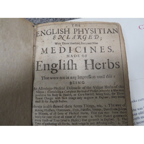 318 - NICH. CULPEPER - 'THE ENGLISH PHYSICIAN ENLARGED with Three Hundred, Sixty and Nine Medicines, made ... 