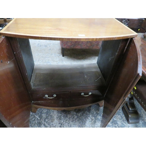 823 - A MAHOGANY INLAID BOW-FRONTED CONVERTED CABINET