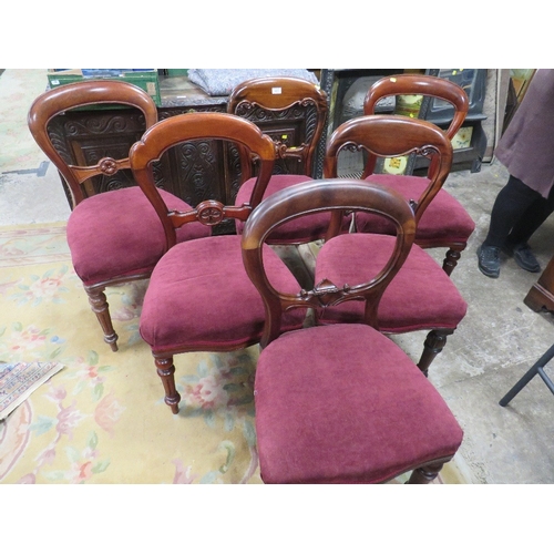 825 - A MATCHED SET OF SIX ( 4 + 2 )MAHOGANY DINING CHAIRS