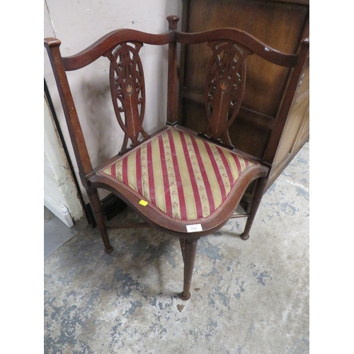 711 - AN EDWARDIAN MAHOGANY INLAID CORNER CHAIR