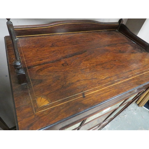 717 - AN EDWARDIAN ROSEWOOD AN INLAID MUSIC CABINET