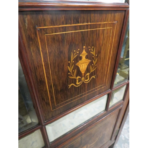 717 - AN EDWARDIAN ROSEWOOD AN INLAID MUSIC CABINET