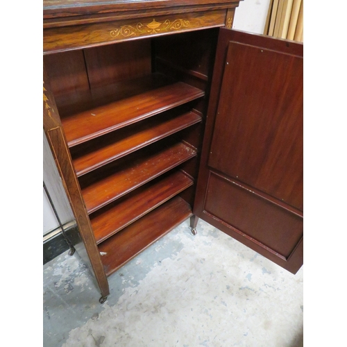 717 - AN EDWARDIAN ROSEWOOD AN INLAID MUSIC CABINET