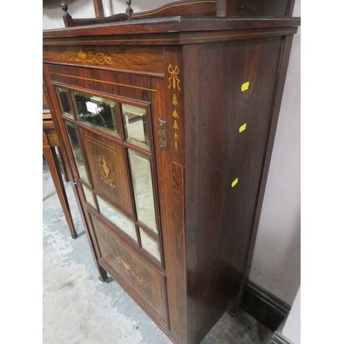 717 - AN EDWARDIAN ROSEWOOD AN INLAID MUSIC CABINET