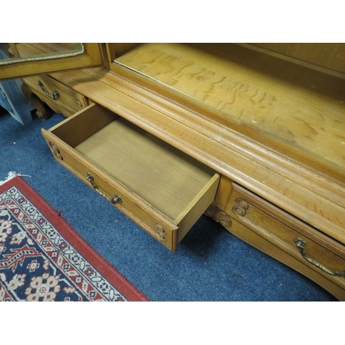 730 - A LARGE FRENCH STYLE OAK GLAZED DRESSER H 145 W 230 CM