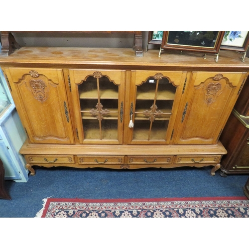 730 - A LARGE FRENCH STYLE OAK GLAZED DRESSER H 145 W 230 CM