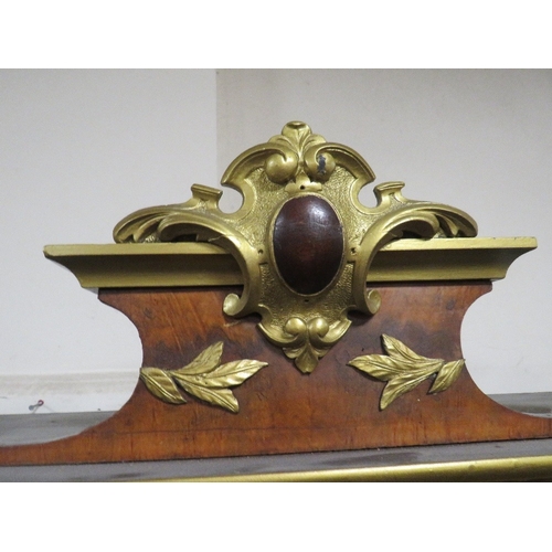 732 - A VICTORIAN WALNUT AND GILT GLAZED BOOKCASE H 228  W 103 CM