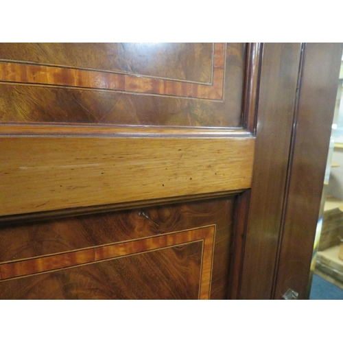 736 - AN EDWARDIAN MAHOGANY AND INLAID WARDROBE WITH DRESSING TABLE