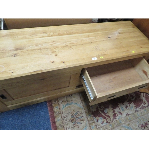 849 - A HEAVY OAK MEDIA CABINET A/F