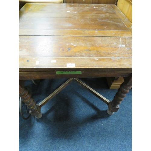 853 - A VINTAGE OAK BARLEYTWIST DRAWLEAF TABLE