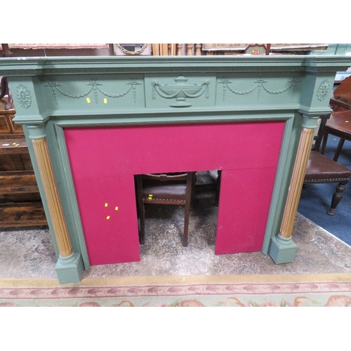 865 - A MODERN PAINTED WOODEN FIRE SURROUND