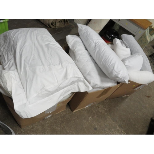 108 - THREE BOXES OF EX- SHOW HOME PILLOWS AND CUSHIONS