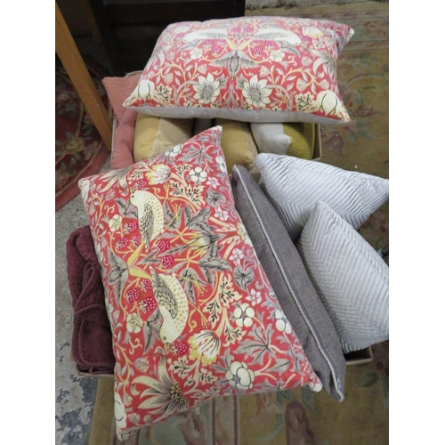 109 - TWO BOXES OF EX-SHOW HOME DECORATIVE CUSHIONS