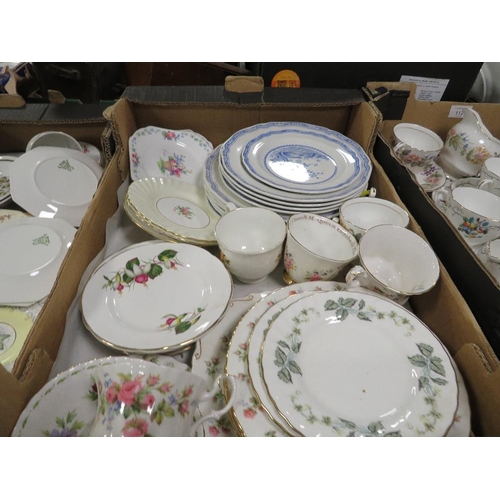 113 - THREE TRAYS OF ASSORTED CERAMICS TO INCLUDE ROYAL ALBERT