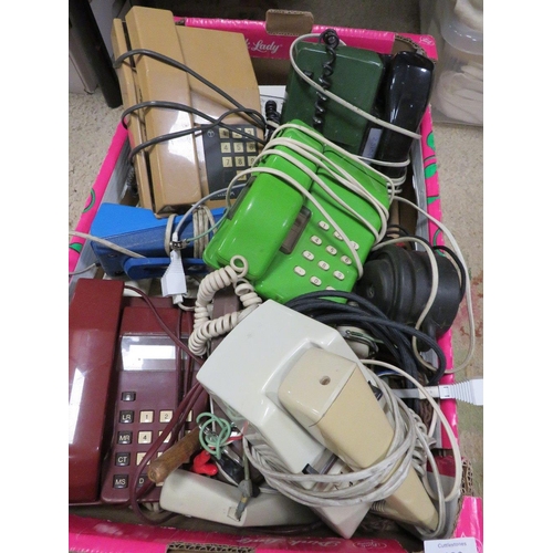 130 - A TRAY OF VINTAGE TELEPHONES