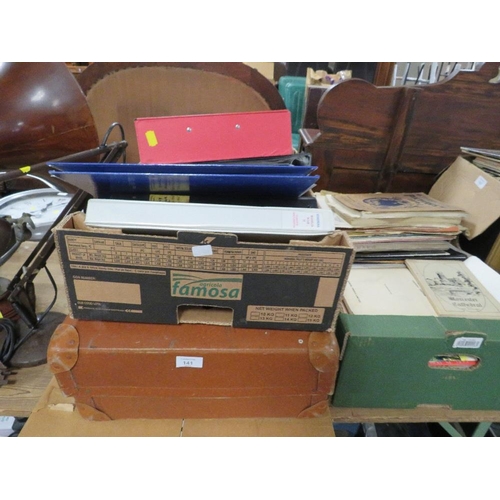 141 - A QUANTITY OF EPHEMERA TO INCLUDE STAFFORDSHIRE RELATED ITEMS, MAPS, MUSIC  ( OVER TWO TRAYS AND A V... 