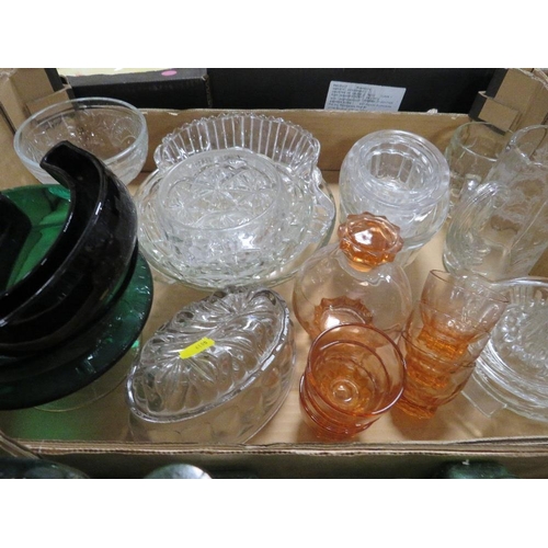 149 - FOUR TRAYS OF ASSORTED GLASSWARE TO INCLUDE COLLECTABLE BOTTLES