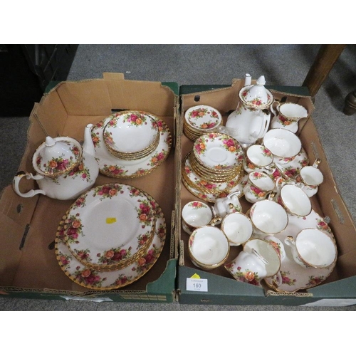 160 - TWO TRAYS OF ROYAL ALBERT OLD COUNTRY ROSES TEA / COFFEE WARE