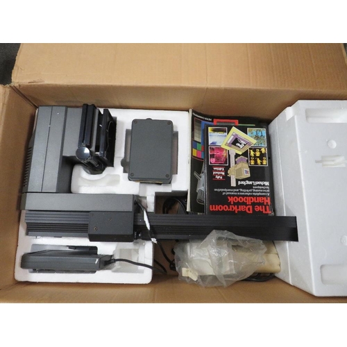 161 - A QUANTITY OF PHOTOGRAPHY EQUIPMENT WITH A COLOUR ENLARGER WITH INSTRUCTIONS