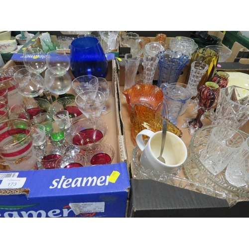 173 - TWO TRAYS OF ASSORTED GLASS WARE