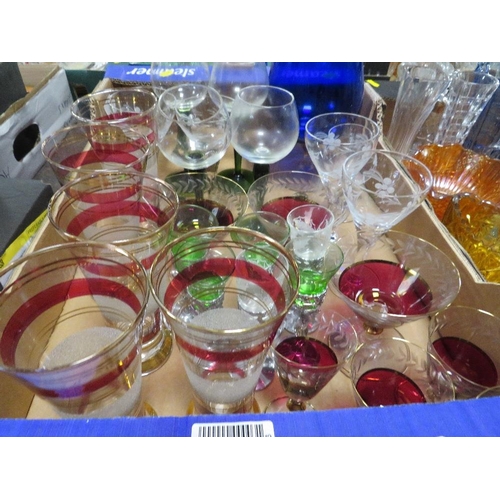 173 - TWO TRAYS OF ASSORTED GLASS WARE