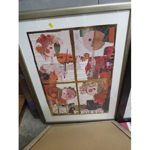 18 - A QUANTITY OF ASSORTED PICTURES AND PRINTS TO INC A UNION JACK PRINT