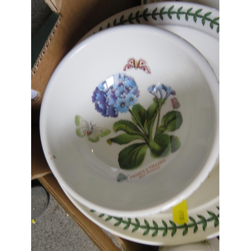 182 - A TRAY OF CERAMICS TO INCLUDE PORTMEIRION PLATES AND BOWLS