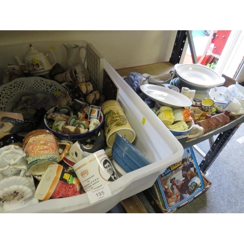 195 - TWO TRAYS OF CERAMICS