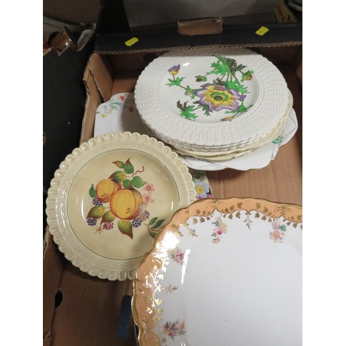 200 - TWO TRAYS OF COLLECTABLE'S AND TWO TRAYS OF PLATES TO INCLUDE LUSTRE TEASET, SHELLY PLATE, AYNSLEY B... 