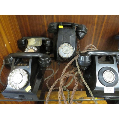 FOUR ASSORTED VINTAGE TELEPHONES TOGETHER WITH A PACKET OF DIALS