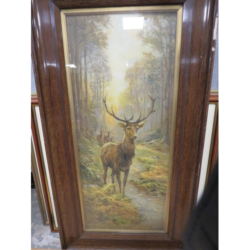 25 - A COLLECTION OF FIVE WATERCOLOURS AND PRINTS TO INCLUDE A JOHN KING SIGNED HUNTING PRINT