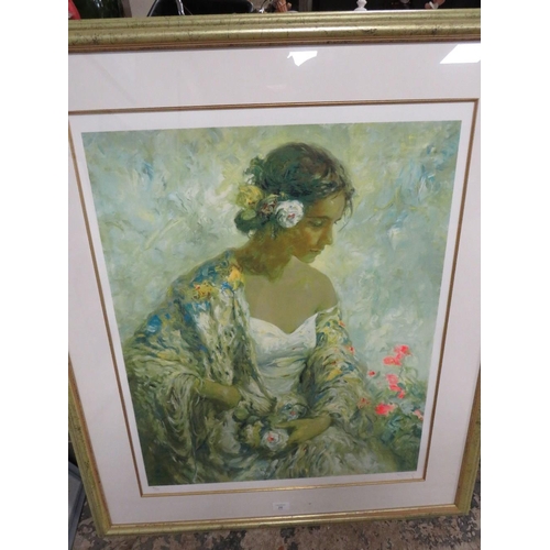 26 - ROYO - A LARGE SIGNED LIMITED EDITION SILKSCREEN PRINT OF A LADY - No 39 / 195