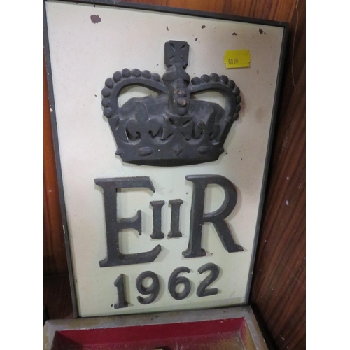 263 - TWO 1960'S POST OFFICE PLAQUES TOGETHER WITH A POST BOX COVER