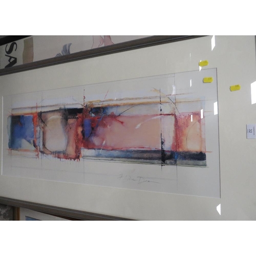 32 - A LARGE FRAMED ABSTRACT PRINT TOGETHER WITH A SAKHAROFF PRINT (2)