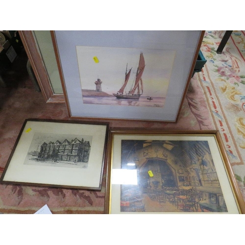 35 - A COLLECTION OF ASSORTED PICTURES, PRINTS AND ENGRAVINGS ETC